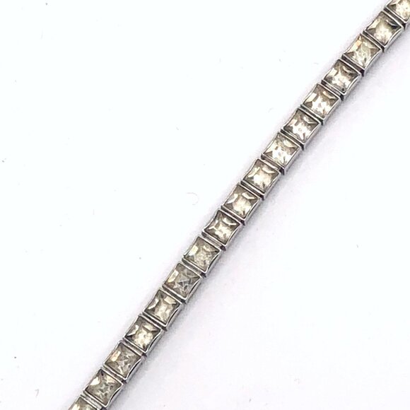 Dorsons 1950s Sterling Silver Princess Cut Clear Crystal Rhinestone Choke - Picture 7 of 13